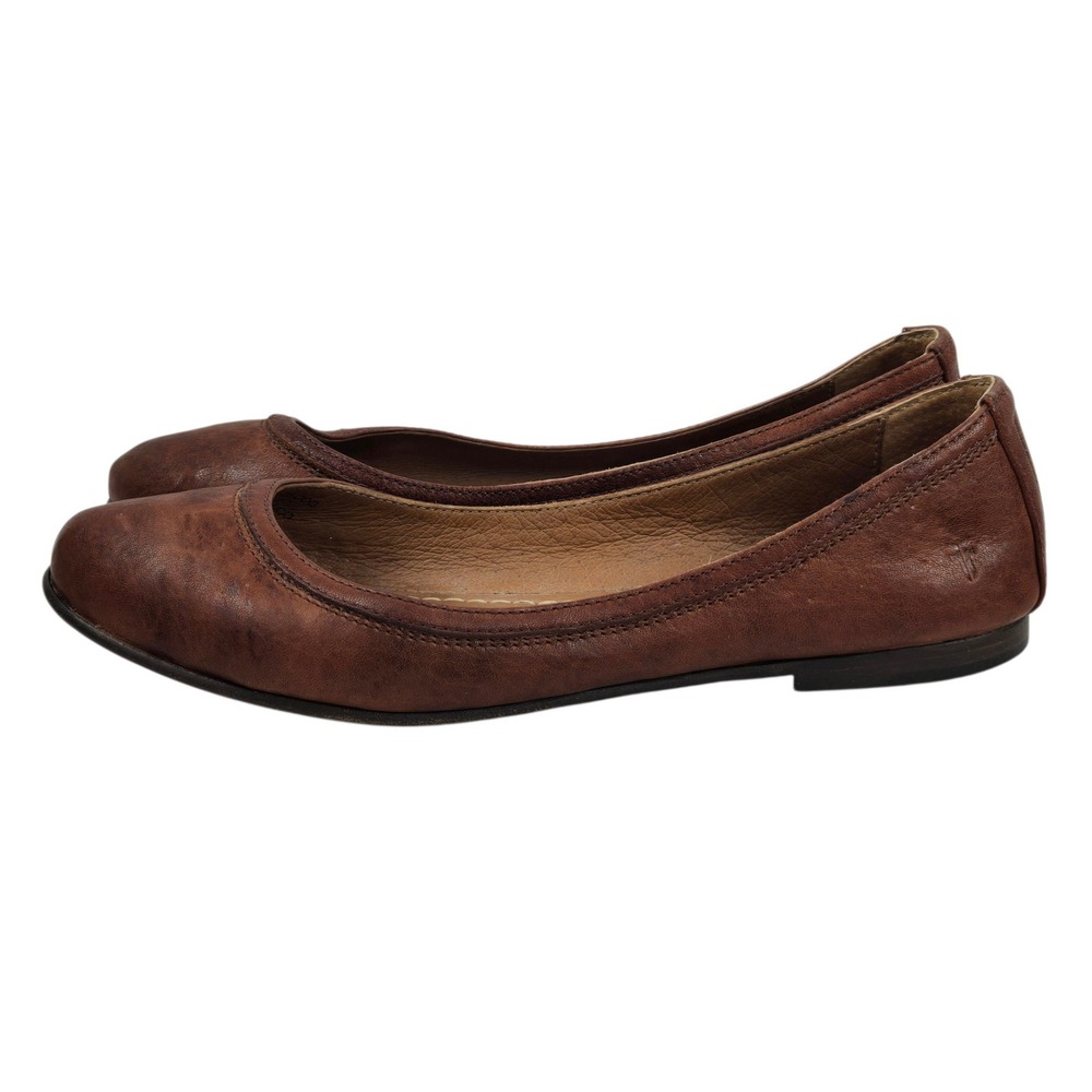Frye Regina Ballet Flats Distressed Leather Cognac Brown 10M 3472126-COG Slip On